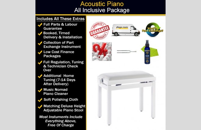 Steinhoven SG183 Polished White Grand Piano All Inclusive Package - Image 3